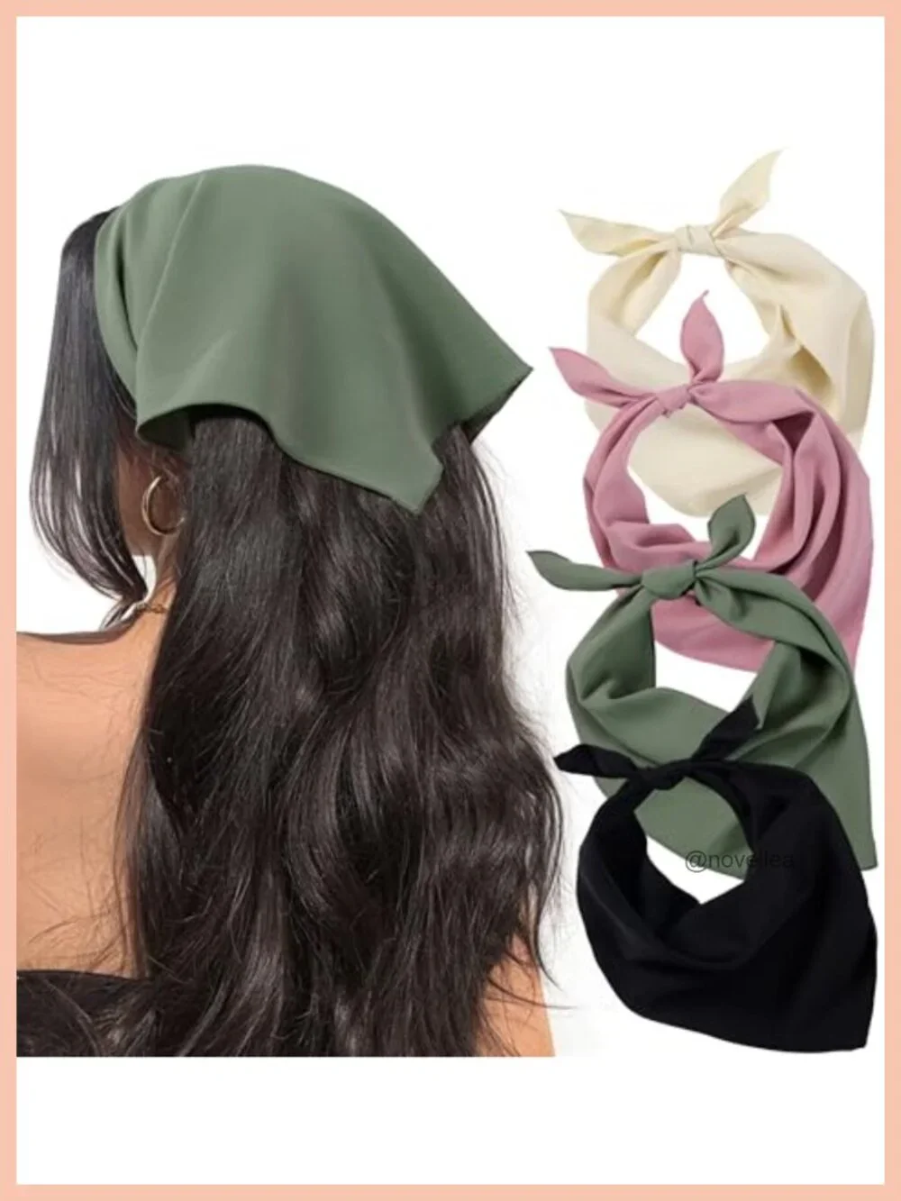 4 Pcs Tie-Back Triangle Head Scarf Bandanas with Hair Pins